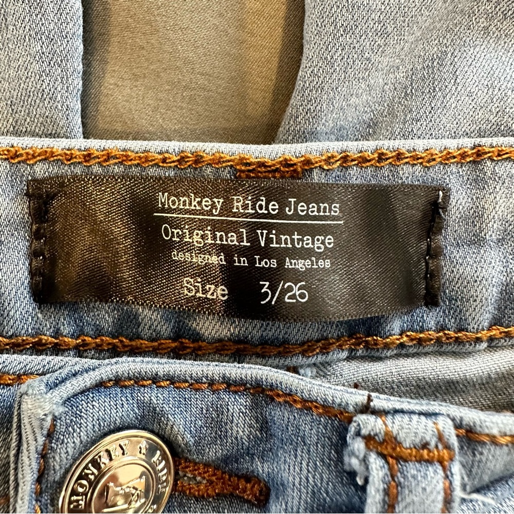 Monkey Ridge Jeans Original Vintage Bell Bottom White Wash Y2K Size 3/26 - Picture 16 of 16